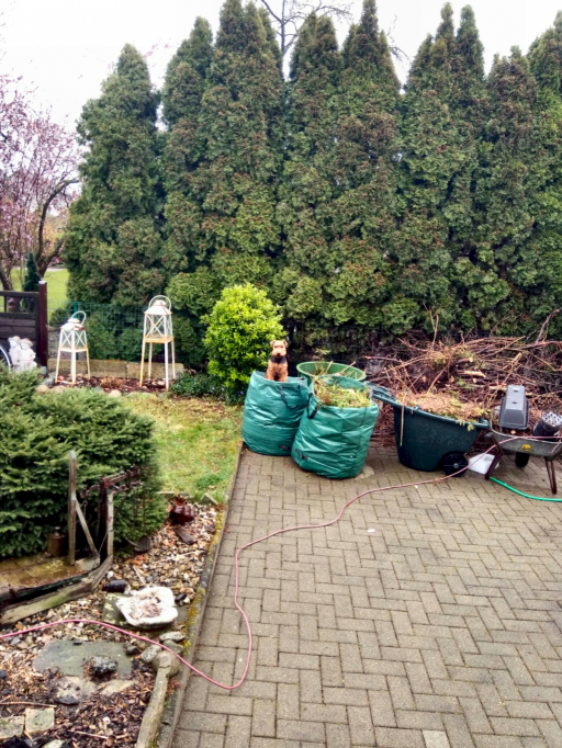 Paula zuhause bei der Gartenarbeit